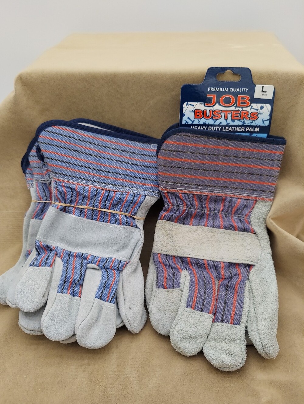 NEW Large 2 Pairs Job Busters Leather Work gloves